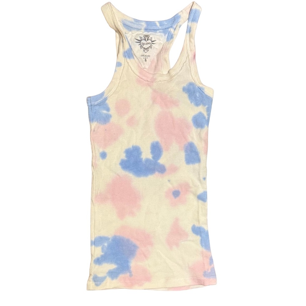 T2Love pastel princess ribbed Tank in baby pink and blue Tie-Dye size 6 like new
